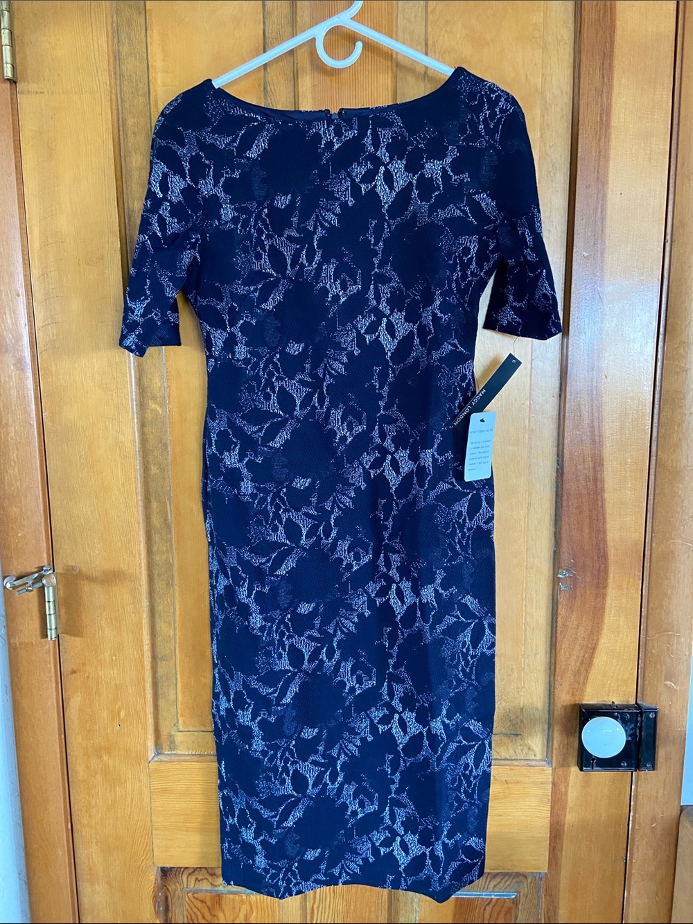 Maggy London Classy Navy Jacquard Midi Dress